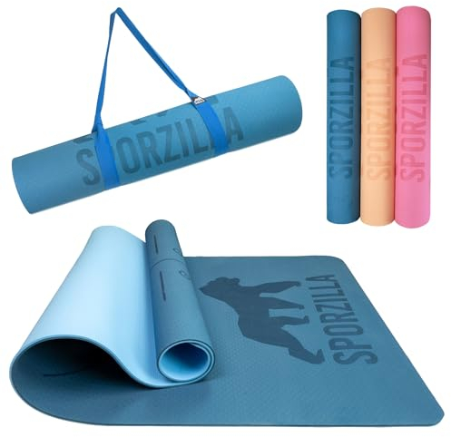 Sporzilla® Premium XL Fitnessmatte, Yogamatte, extra breit 80 cm, 8 mm stark, rutschfest & schadstofffrei, mit Hilfslinien