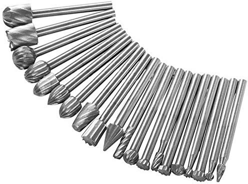 Feilen-Set, Metallfeilen-Set, Fräsmaschinen-Bohrer, Fräser-Set, 3 mm, 1/8 Zoll, Holzbearbeitungsbohrer, Metall, Holzschnitzerei, Schnitzerei, 20 Stück, robuste Feile (Farbe: Beige) (Farbe: Beige) ( Co