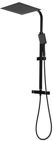 Duschset ohne Armatur, Edelstahl, Duschsystem mit Thermostat Höhenverstellbar 80-120cm, 30x30cm Regendusche 3 Durchflussrate Strahlarten, Duschsäuleset Duschkopf mit Keramikventil Schlauch