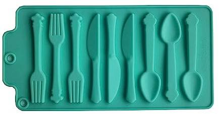 Cuchillo, tenedor, cuchara, azúcar, torta, molde para fondant, molde de galleta manual, molde para fondant de silicona de grado alimenticio
