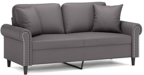 HETFTJN Küchensofa Sofas & Couches Sofas Wohnzimmer Couch - 2-Sitzer-Sofa mit Zierkissen Grau 140 cm Kunstleder für Relaxationsraum Schlafzimmer Hotelzimmer Büro