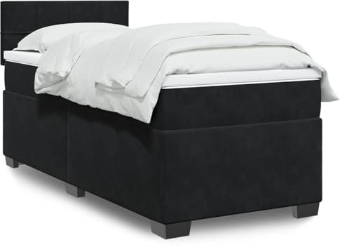 qohoio Boxspringbett mit Matratze Schwarz 80x200 cm Betten Bett Mit Matratze Bett Boxspringbett Schlafzimmer MöBel Samt - 3288464