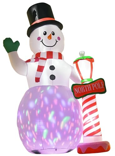 HOMCOM Aufblasbarer Schneemann XXL 240 cm mit LED-Beleuchtung Gebläse