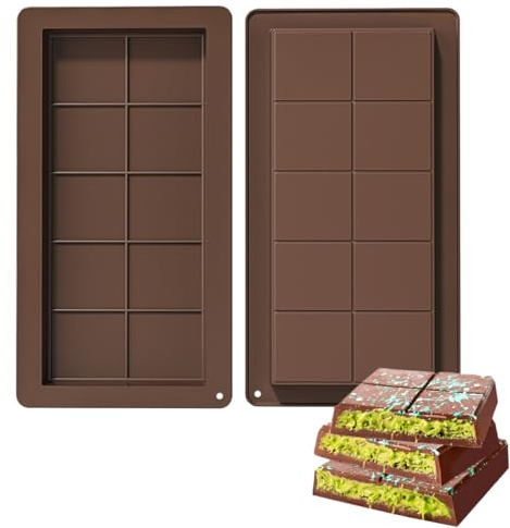 Stampo per cioccolato, 2 pezzi stampo per barretta cioccolato, stampo in silicone per barretta cioccolato profondo, per caramelle al cioccolato pralinate, colore cioccolato