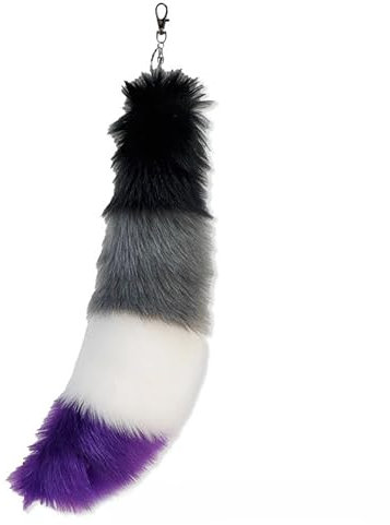 Nocyclonic Fox tail Fell Schwanz Keychain Extra Tierschwanz Anhänger etwa 40cmGroß Schlüsselring Tasche Zusätze Auto Schlüsselketten Anhänger Weich Flaumig Dicht Dekoration (B)
