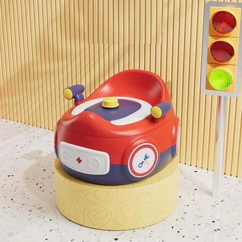 Toddler Potty Training Toilet Chair with Soft Seat, Removable Dispenser and Splash Guard, Non-Slip for Baby & Kids (Red)