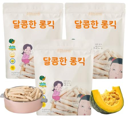 Allbarm Süßer Kürbis Gepuffter Reis Long Stick 30g x 3er | Glutenfrei & ohne Zuckerzusatz | Natürlich gesüßt mit Xylit & Kürbis | Nicht frittiert, leicht & knusprig | Snack für alle Altersgruppen