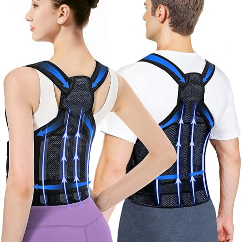 Fascia Correttore Posturale Spalle Schiena Dritta, Tutore Postura Schiena Uomo e Donna, Busto Posture Corrector ,Elastica Regolabile Cintura di Correzione Della Postura , Nero Puro ,S-(27.6-31.9)