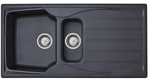 Liquida CMP15GR 1.5 Bowl Reversible Graphite Grey Kitchen Sink and Waste Kit