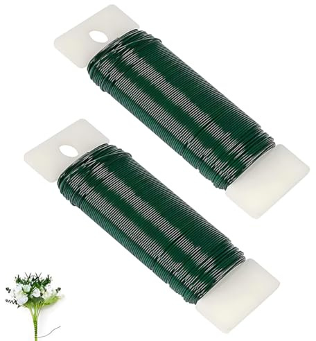 Alambre Plastificado Verde, Juego de 2 Alambre para Envolver Lacado en Verde, Alambre Enrollado en Bobina, Cuerda de Jardinería Suave y Elástica, Rollo de Alambre Verde para Manualidades