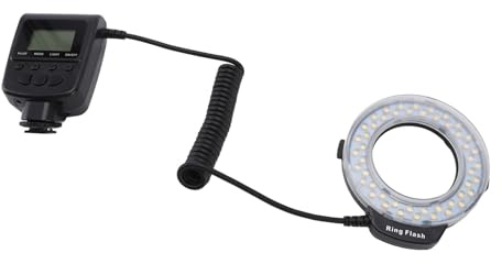 Zerodis 48 LED Macro Rings Flash Light, 9 Adapter Rings Flash Diffusers with LCD Display Suitable for Macro Shots Scientific Research Personal Photography