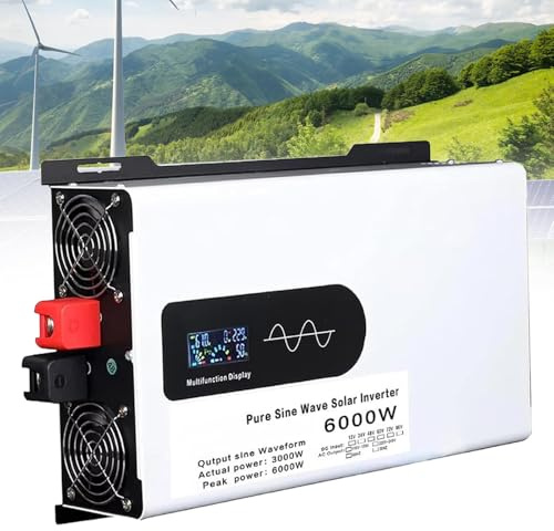 Inverter a Onda Sinusoidale Pura 5000w 6000w 8000w 10000w 12000w Alimentatore Backup Onda Sinusoidale Pura 12v 24v 48v 60v 72v 96v a 110v 220v, Con 2 Presa E Display LED Protezione Multipla