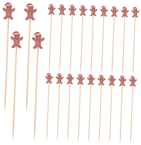 Amosfun 100piezas Palillos de Madera para Cócteles Brochetas de Frutas Decorativas Palillos de Aperitivos para Fiesta de Verano Fiesta de Navidad de Cumpleaños