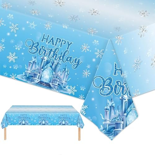 PHOGARY - Mantel de 2 Piezas, diseño de Reina de Las Nieves, cumpleaños, decoración de Invierno, Suministros de Fiesta, manteles de plástico Desechables, 137 x 274 cm