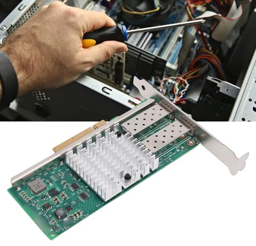 Bewinner Tarjeta de Red de Fibra óptica PCI-E X8 de 10 GB, Puertos SFP+ Duales, Chip 82599, Adaptador Ethernet PCI Express para Servidor, Alto Rendimiento, Baja Latencia