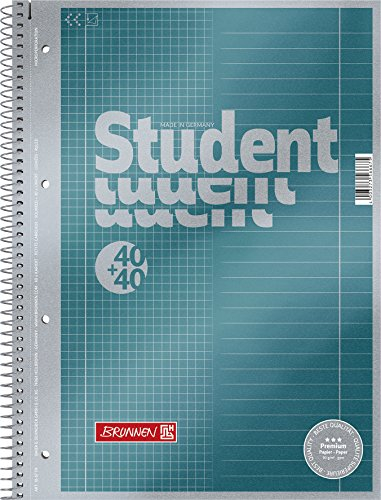 BRUNNEN Collegeblock Premium Student „DUO“ | A4, kariert/liniert, 80 Blatt, petrol