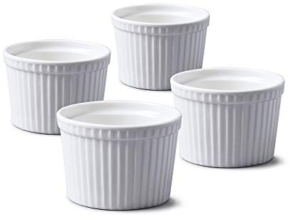 WM Bartleet & Sons 1750 Lot de 4 ramequins profonds traditionnels en porcelaine blanche Ø 8 cm - TSET46