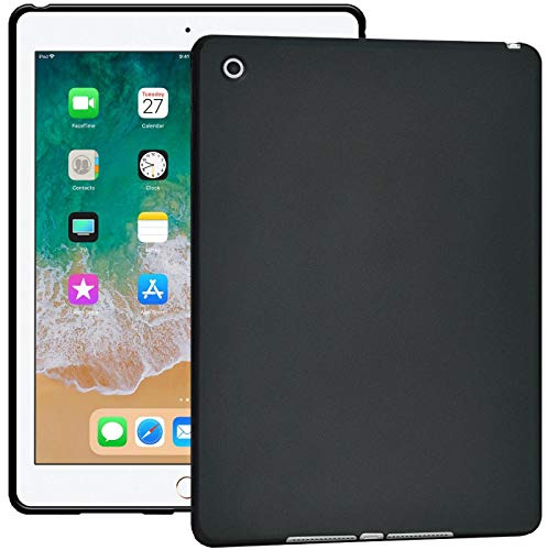 Verco Hülle für iPad 2018/2017 9.7, Schutzhülle Tablet Tasche Silikon Cover (iPad 6 Generation) [Modell: A1893 / A1954], Schwarz