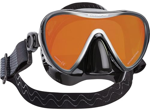 SCUBAPRO Synergy 2 Trufit Diving Mask with Comfort Strap, Black/Black, Silver Mirrored