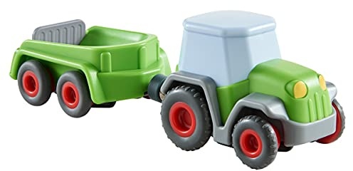 HABA 305562 - Kullerbü – Traktor mit Anhänger, Kugelbahnzubehör ab 2 Jahren