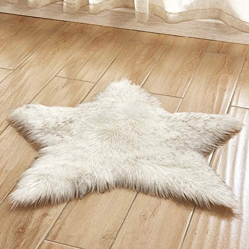 GUOCU Weiches Kunstfell Stern Plüsch Teppich Badteppich Faux Lammfell Schaffell Teppich Shaggy Lammfellimitat Teppiche Longhair Bettvorleger Sofa Matte fürs Wohnzimmer Schlaf-Kinderzimmer A 60CM