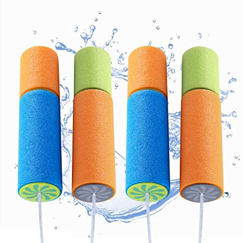 Pistolet à Eau Enfant,Pistolet à Eau en Mosse,4 PCS Jouet D’Eau Canon à Eau,Jet d'eau pour Enfants, Longue Portée Pistolets Water Blaster Mousse
