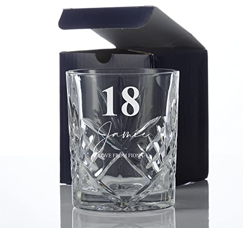 ukgiftstoreonline Engraved Personalised 18th Birthday Crystal Cut Whiskey Glass