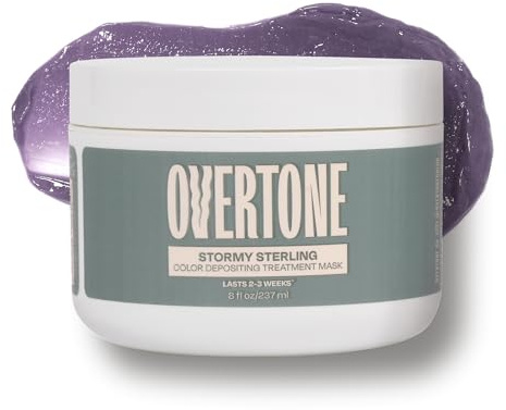 Overtone Semi Permanent Hair Color Conditioner, Stormy Sterling, 8 oz, Nourishing, Damage-Free, Color Depositing Mask for All Hair Types with Shea Butter & Coconut Oil, Vegan & Cruelty-Free