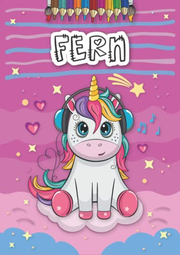 Fern: Personalized Coloring Book for Fern | Theme: Unicorn | Birthday gift for girl, daughter ... | Ages: 4-8 | 25 unicorn designs with name Fern, Large size A4 (ca. 8.5 x 11 inches)