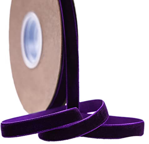 20 Yard Samtband Schleifenband,10mm Samtbänder Samtborte Samt Dekoband Geschenkband Schmuckband Stoffband Festival Bänder für DIY Basteln Blumenstrauß Hochzeit Geburtstag Geschenke Verpackung,Violett