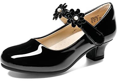 DREAM PAIRS Mary Jane Strap Ragazze Ballerine Scarpe Tacco Basso e Largo Ballerine Principessa Scarpe da Scuola,Size 33.5,Nero,SDFL2317K