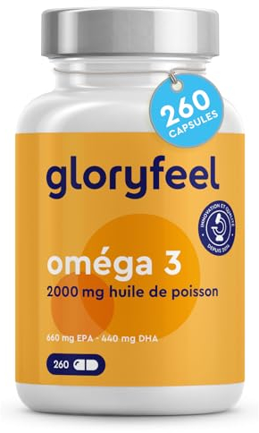 Omega 3 2000mg - 260 Cápsulas - 660mg de EPA y 440mg de DHA Máxima Concentración - Aceite de pescado para colesterol, cerebro, visión y corazón* (4 meses) - Alta absorción