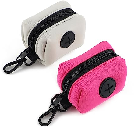 Wolfone 2-Pack Hundekotbeutel-Halter,Kotbeutelhalter für Leine,Hundekotbeutelspender für die Leine-Passt an Jede Hundeleine-Inklusive 2-Pack Kotbeutelspender Pfauenrosa/Hellgrün