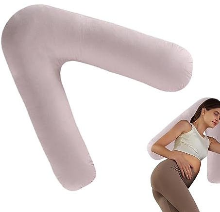 V-förmiges Kissen Mit Zusätzlicher Polsterung, Orthopädisches Stützkissen Für Kopf, Nacken Und Rücken, Taillenstützkissen Für Schwangere Frauen Zum Seitlichen Schlafen Mit Abnehmbarem Kissenbezug