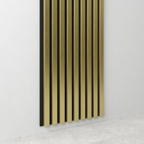 Leiste24 Akustikpaneel - Lamellenverkleidung - Wandverkleidung - 2600 x 400 mm - Akustikfilz Schwarz - Lamellendekor Gold