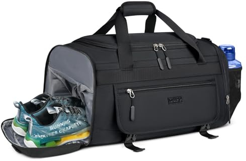 Borsone Palestra Borsa Sportiva con Tasca Bagnata e Scomparto Scarpe Impermeabile Borsone da Viaggio per Uomo Donne Grande Capacità Borsa da Palestra per Sport Viaggi Nuoto,55L