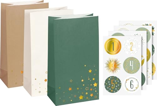 Heyda Adventskalender-Set Sterne beidseitig bedruckt 28 Teile Papier Klein