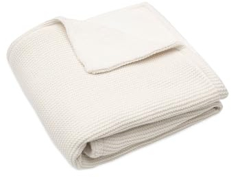 Jollein 517-522-67031 Kinderdecke Strickdecke mit Fleece - Basic Knit Ivory (100x150 cm)