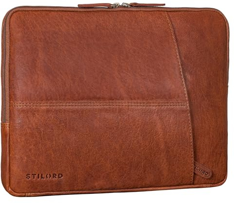 STILORD Chuck Stylé Pochette Ordinateur 15,6 Pouces Cuir Housse pour MacBook 16 Pouces Porte Document Femme Protection Sacoche Homme Cuir Naturel Couleur:maraska - marron