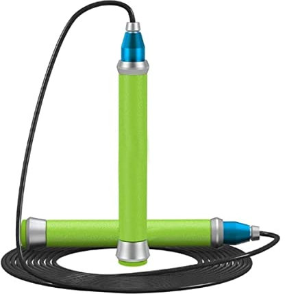 Seilspringen Sprungseil Geschwindigkeits-Sprungseil, Verstellbare Lagerseile, Seilspringen, Aluminiumgriff, Überspringen, Fitnesstraining, Drahtlast, Seilspringen Jump Rope (Color : Grün)
