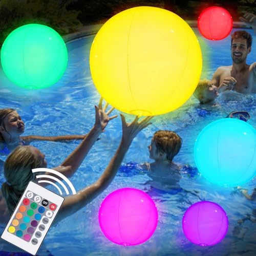 YOUYIKE Pelotas de Playa Inflables, Bolas de Playa, Pelotas de Playa LED de 40 CM, con Control Remoto por Infrarrojos, para Piscina Vacación Verano Juegos de Agua Actividad