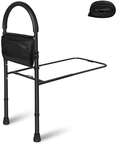 FIVMEN Aufstehhilfe Bett Bettgitter für Senioren Höhenverstellbar Haltegriffe Bett Einstiegshilfe Bettschutzgitter Metall für Schwangere und Behinderte bis 150kg