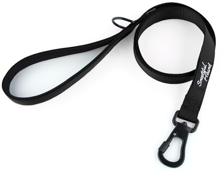 Snootiful Hound Secure Locking Dog Lead with Padded Handle - Carabiner Dog Leash - Anti Theft (Black, 150cm)