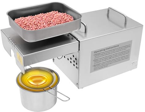 Ölpresse, Elektrische Ölpresse, 800W 220V Edelstahl-Ölpresse mit LED-Anzeige, 0-250°C, einstellbare Temperatur