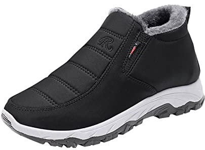 Scarpe invernali da uomo foderate con cerniera - Scarpe calde da uomo stivaletti alla caviglia piatti impermeabili comodi stivali termici bassi leggeri plus velluto scarpe casual stivali antiscivolo