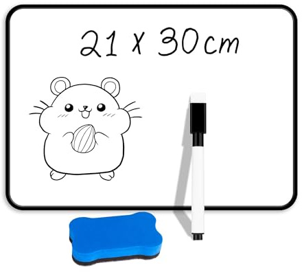 YUNAI Whiteboard Magnetwand, kleine doppelseitige Whiteboard Trocken abwischbare, A4-Format Magnettafel Magnetwand, mit trocken abwischbaren Stiften, Radiergummi, 21 x 30 cm
