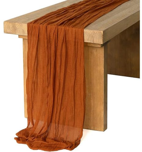 Remanbo 2 bandierine da tavolo in filato di Bali, effetto stropicciato, per impasti fritti, decorazione per feste di nozze, bandierine da tavolo (rosso scuro, 90 x 300 cm)