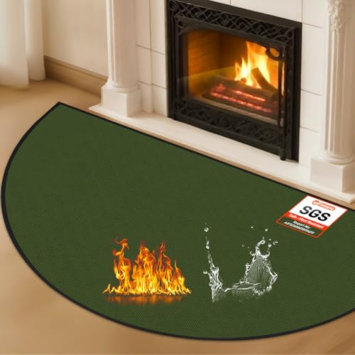TOHONFOO Tapete para chimenea para protección del hogar, 4 x 2 pies 4 pulgadas x 0.04 pulgadas, color verde