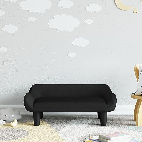 Rantry Schwarzes Kindersofa 70 x 40 x 24 cm aus Samt, Gartensofas für den Außenbereich, Bett, Sofa, Sofa für Terrasse im Freien, Möbel