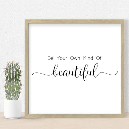 Holzschild mit Aufschrift Be Your Own Kind Of Beautiful Shelf, personalisierbar, mit Holzrahmen, rustikale Schrift, religiös, christlich, gerahmt, Holzschild, Heimdekoration für Badezimmer, Fenster,